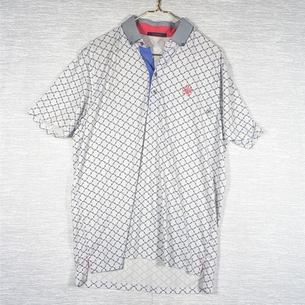 Greyson Polo Shirt Mens Large All Over Print Short Sleeve Performance Polo